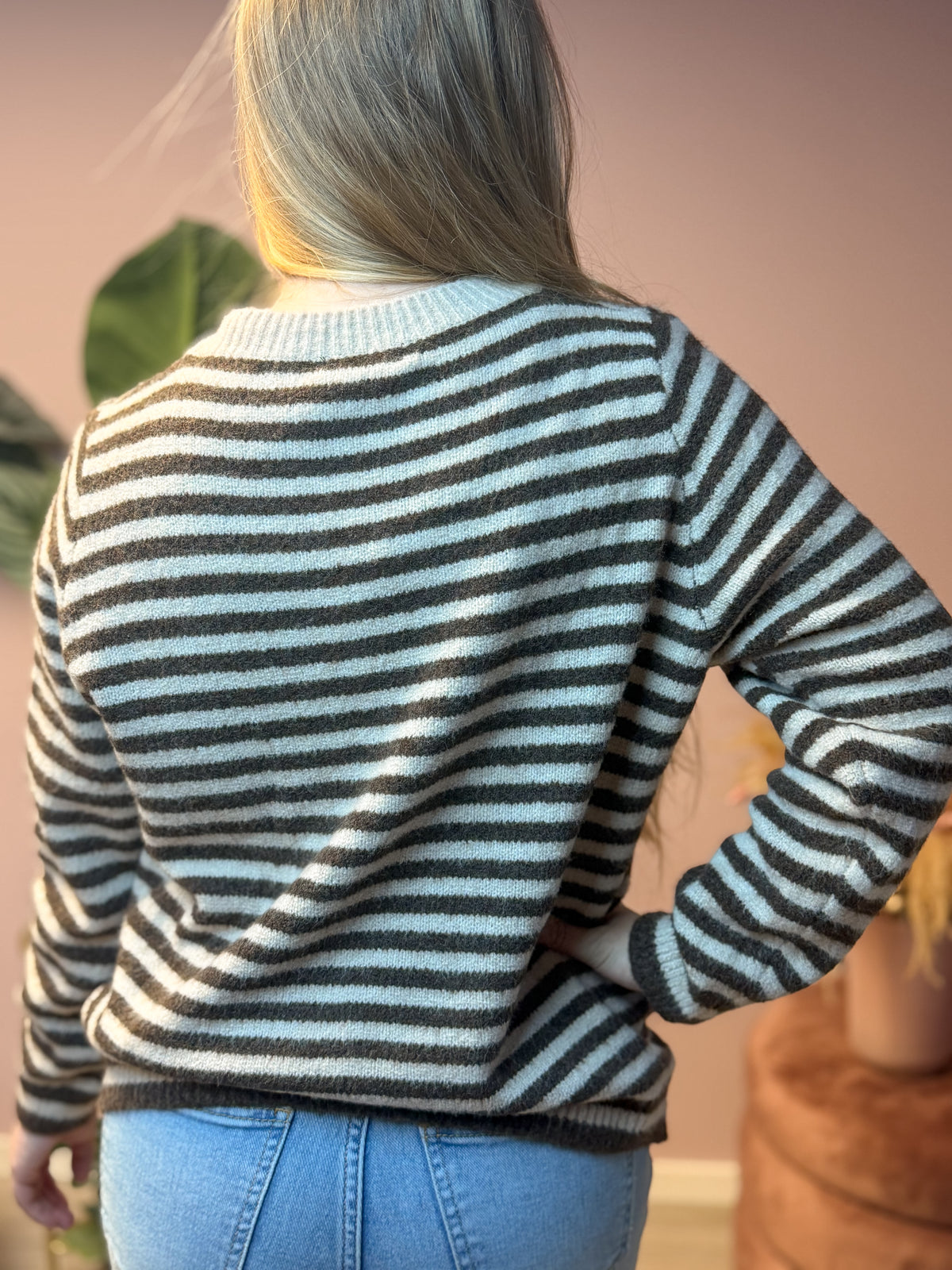 sweater - brown striped