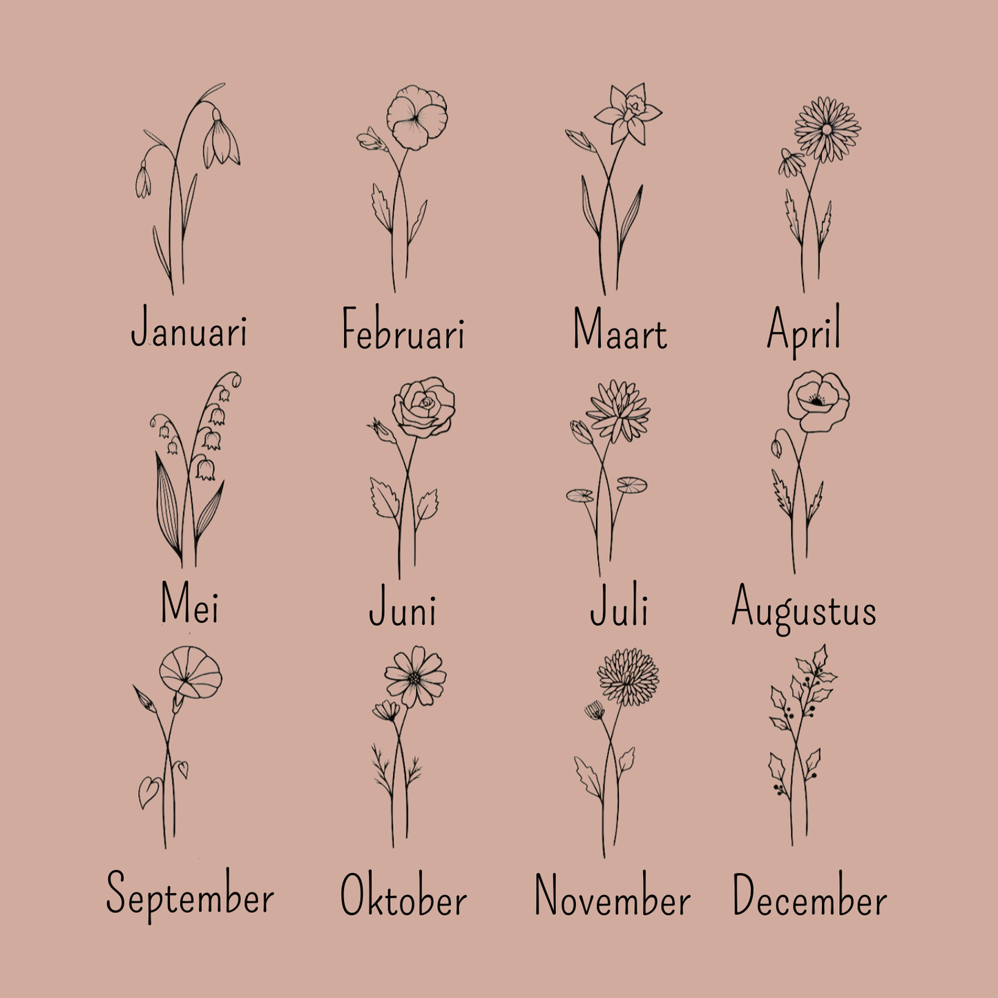 Ketting geboortebloem - rond