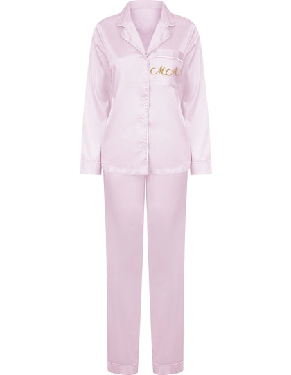 Satijnen Damespyjama – Geborduurd met Naam of Initialen