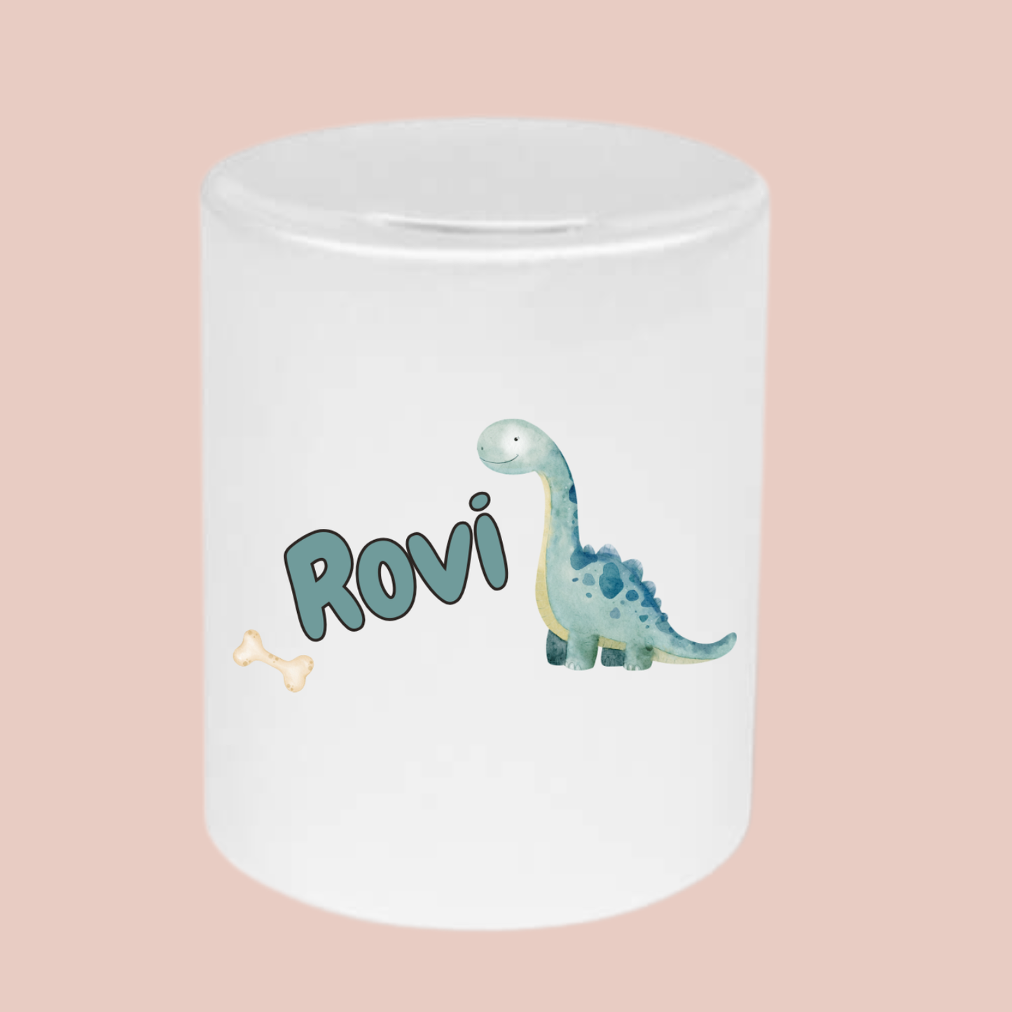 Keramieke spaarpot met naam - dino