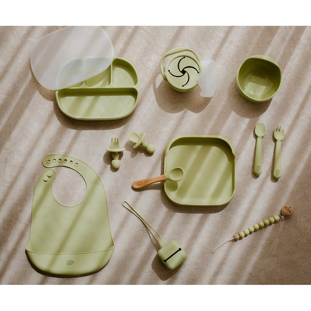 Slab Houder met Halsjes - Silicone - olijf groen