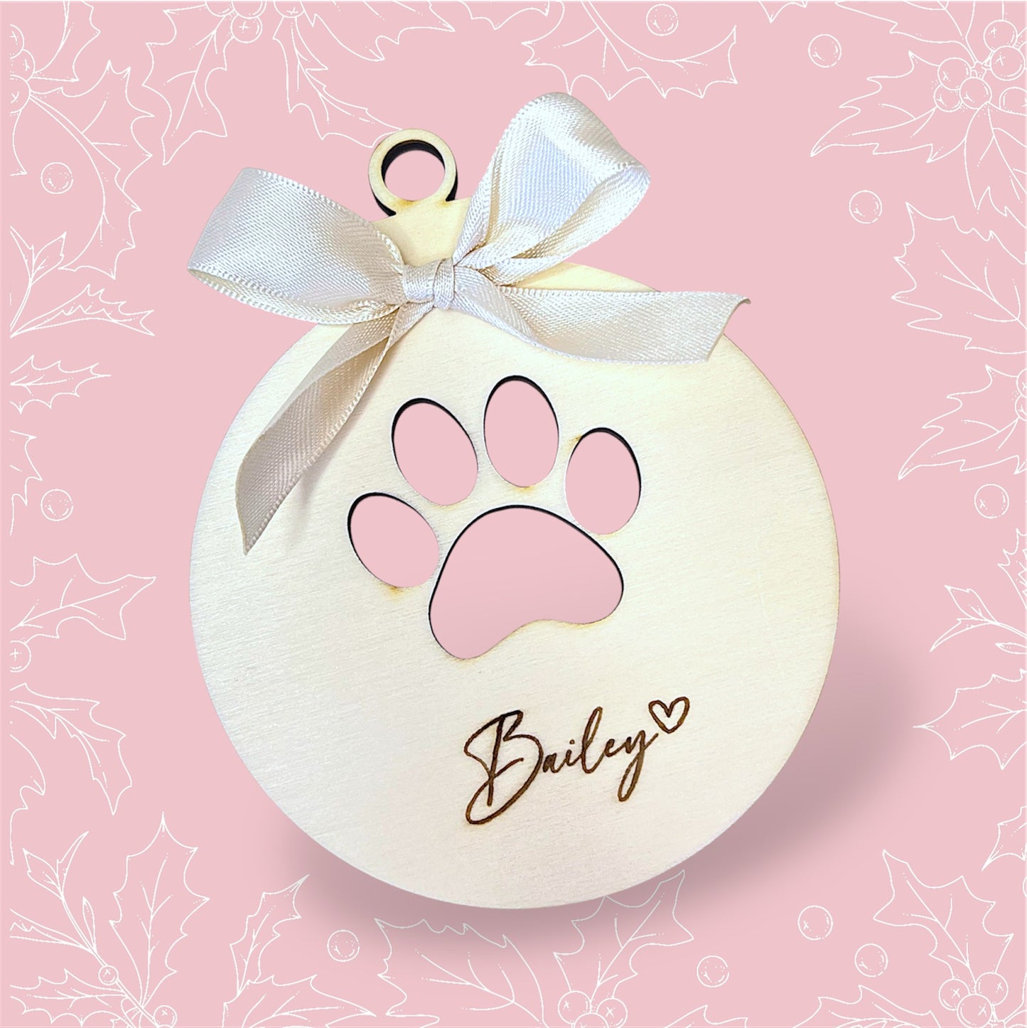 Houten kerst ornament met naam - Hond- kerstbal met naam - huisdier