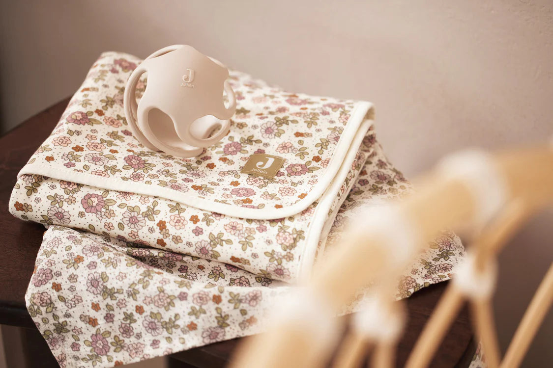 Deken Wieg Jersey 75x100cm - Retro Flowers - jollein