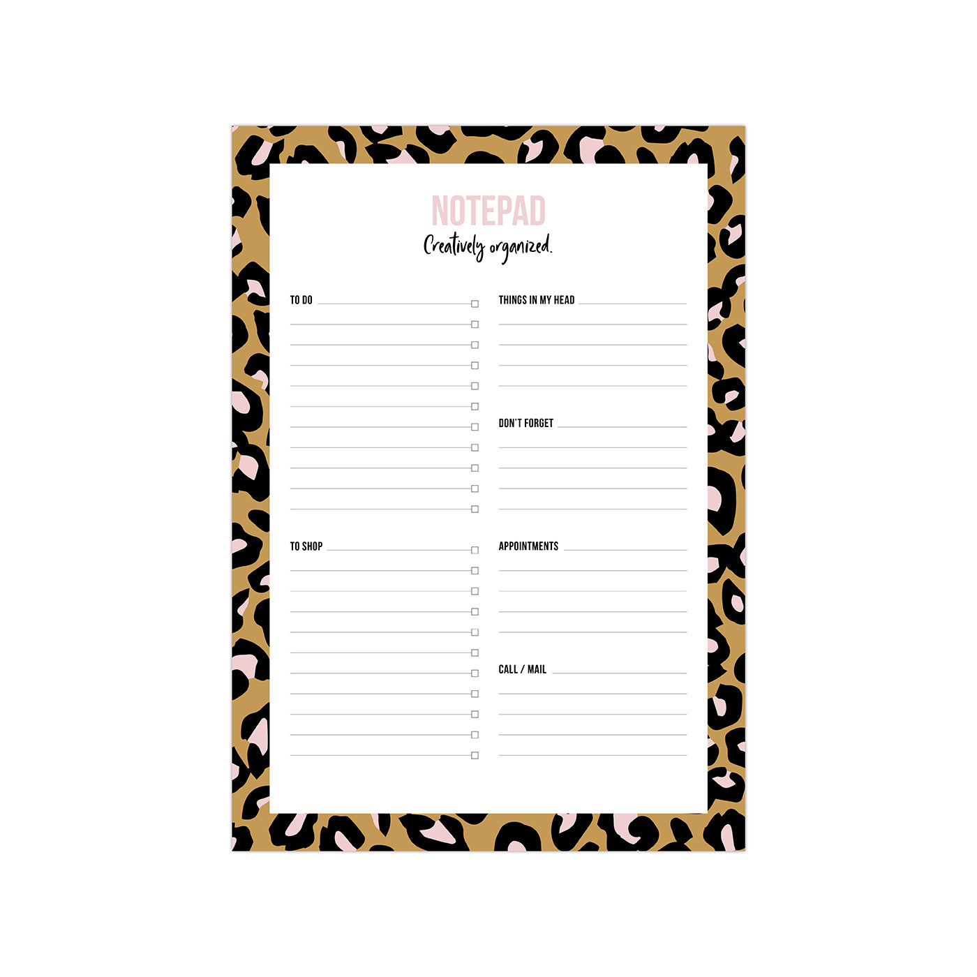 A5 Notepad Wild & Cute panter roze