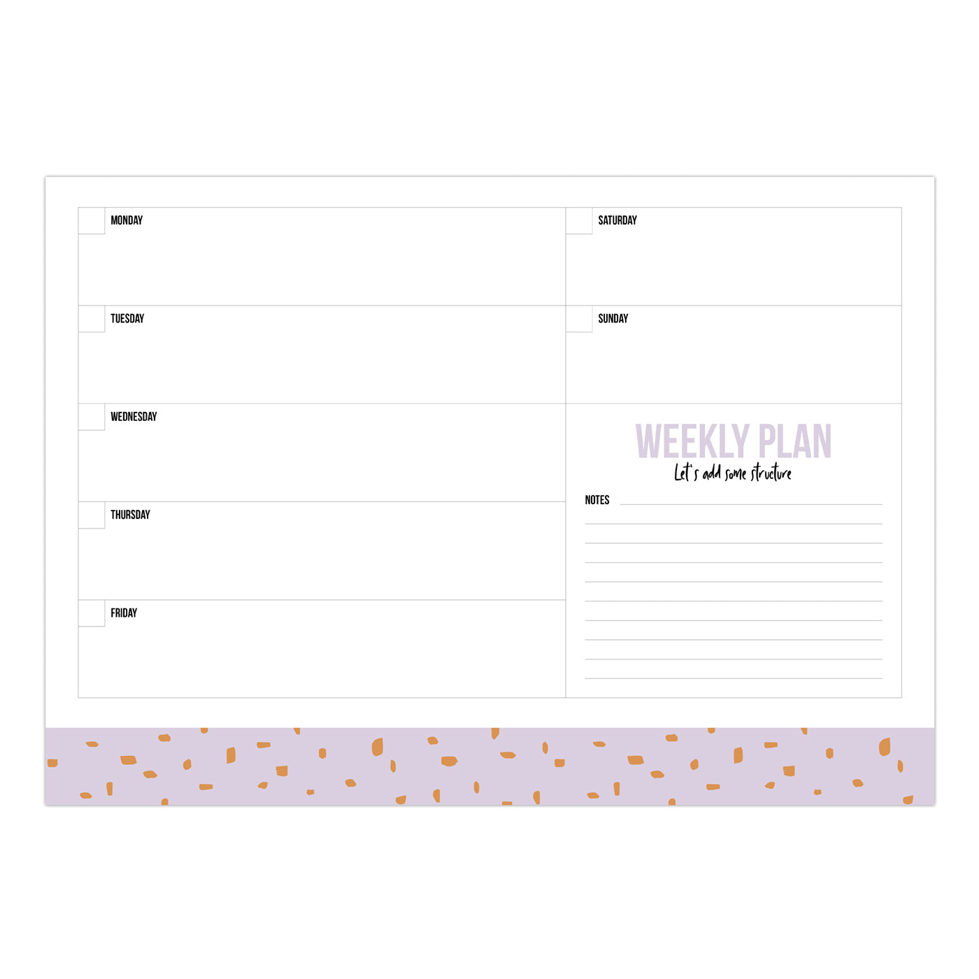 A4 Weekly planner Minimal Dots lila/ teracotta