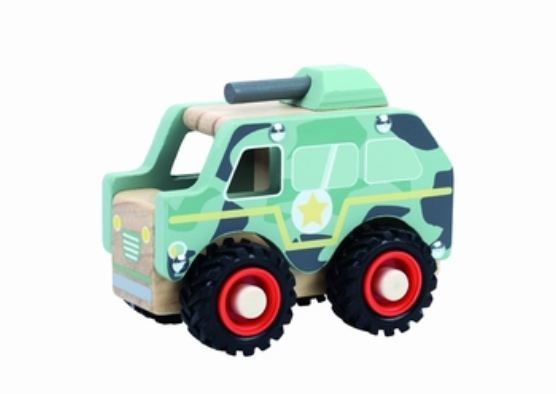 Tank met zwart rubberen wielen