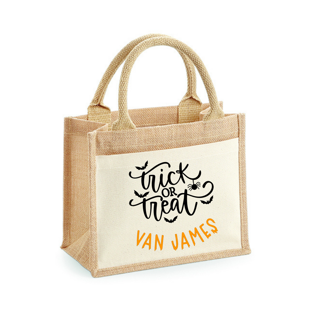 Trick or treat bag - gepersonaliseerde halloween zak - met naam - vleermuis