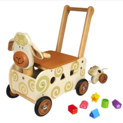 Loopwagen schaap - I'm Toy - met mini trekfiguur
