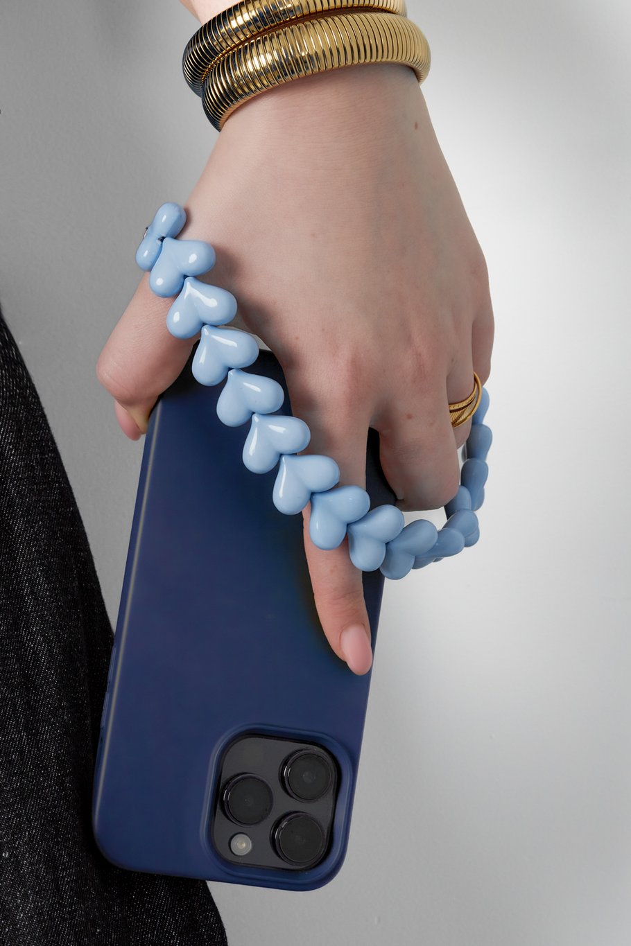 Telefoonkoord hart - licht blauw