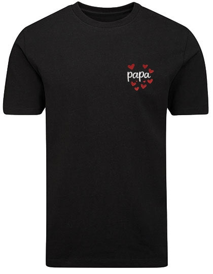 Geborduurd t-Shirt - Papa hartjes