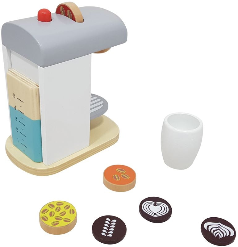 Houten espresso koffiezetapparaat - wit met zilver