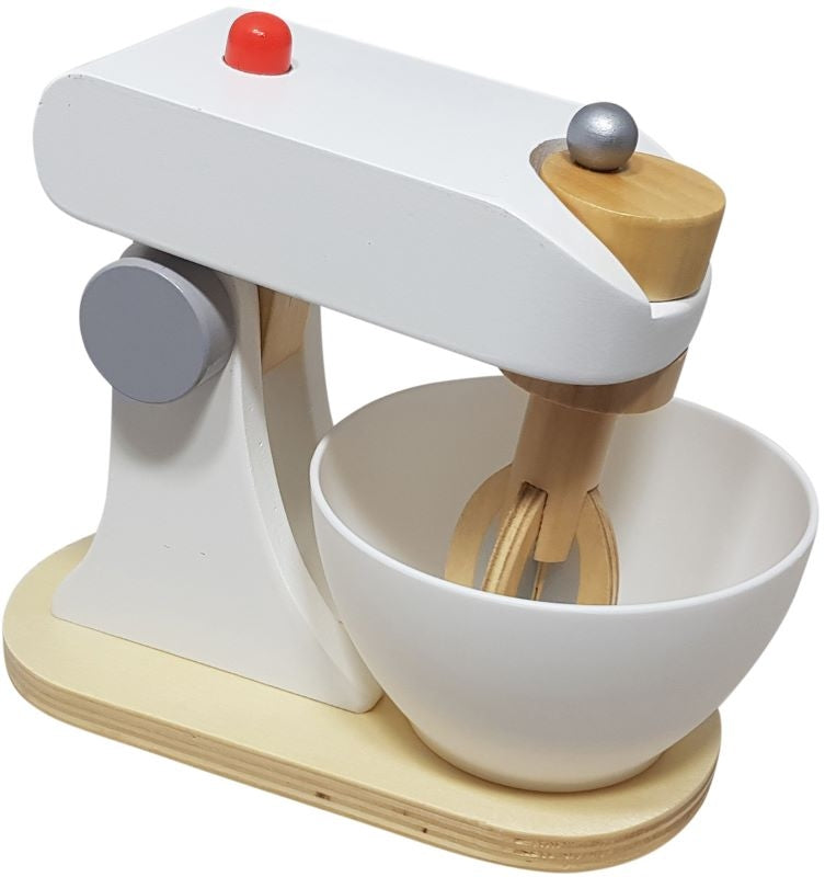 Houten mixer - wit met zilver