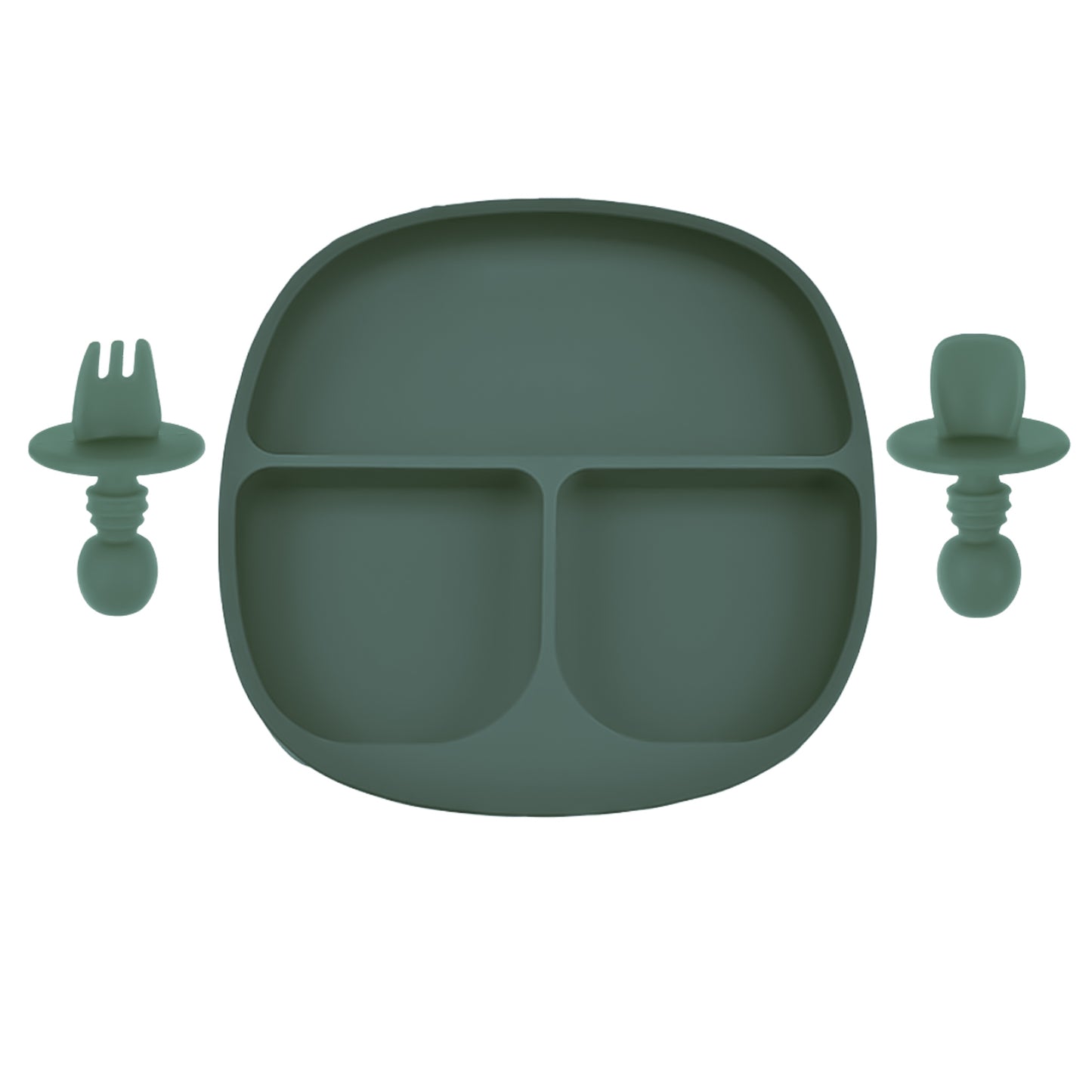 Siliconen Bord & Bestek - Kinderservies - Donker tijm