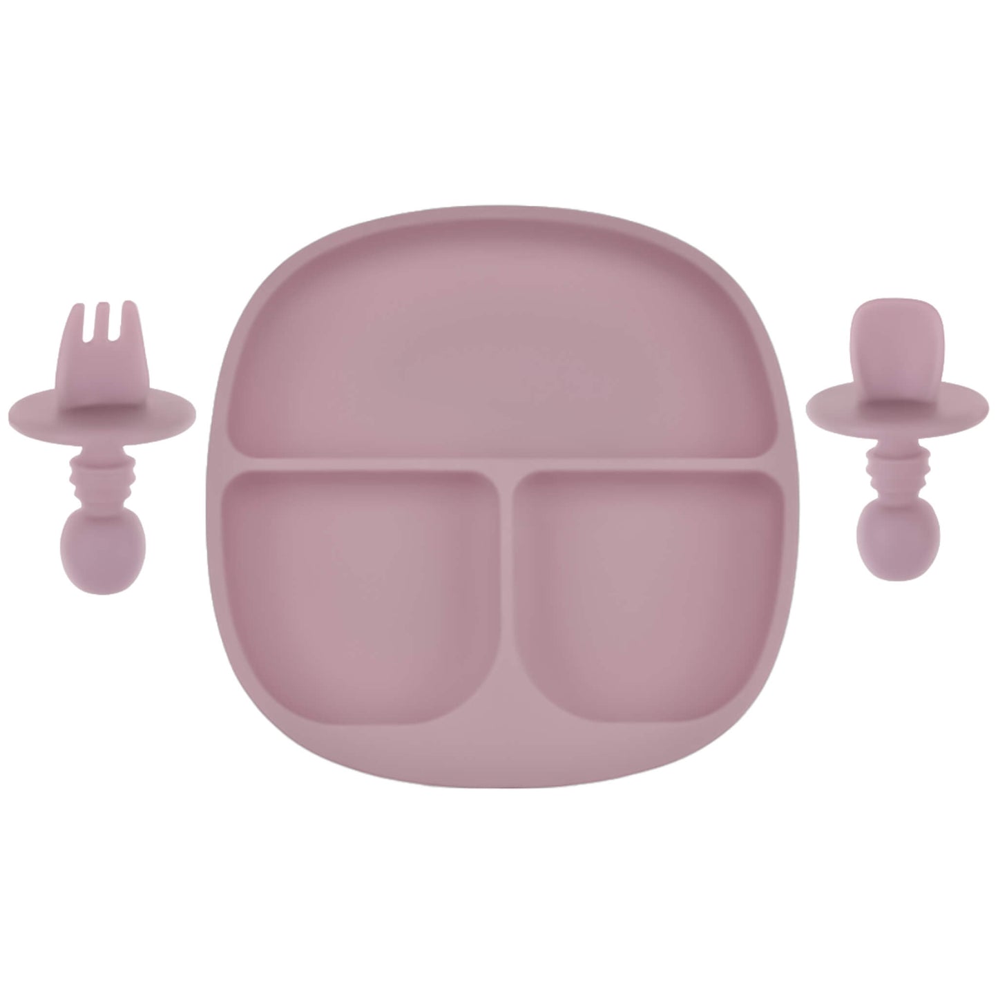 Siliconen Bord & Bestek - Kinderservies - Oud Roze