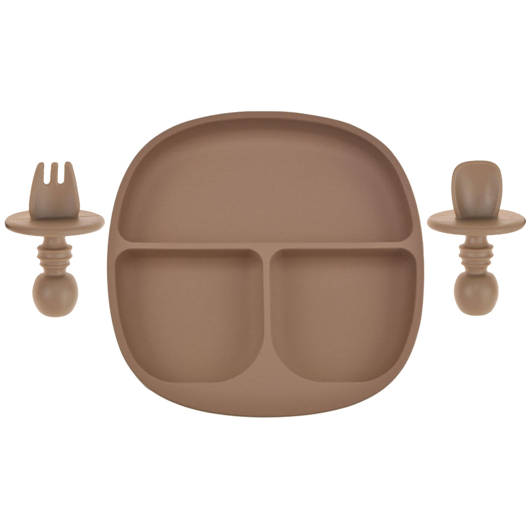 Siliconen Bord & Bestek - Kinderservies - Milk choco