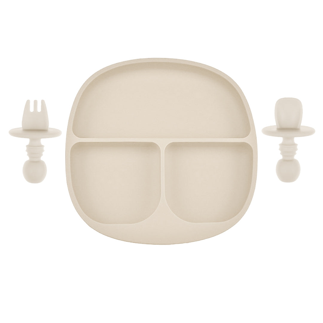 Siliconen Bord & Bestek - Kinderservies - Old Lace