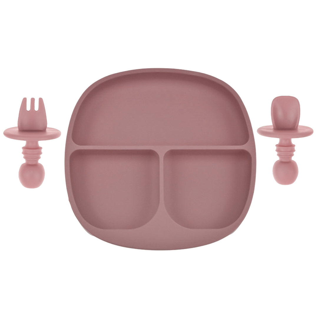 Siliconen Bord & Bestek - Kinderservies - Rosewood