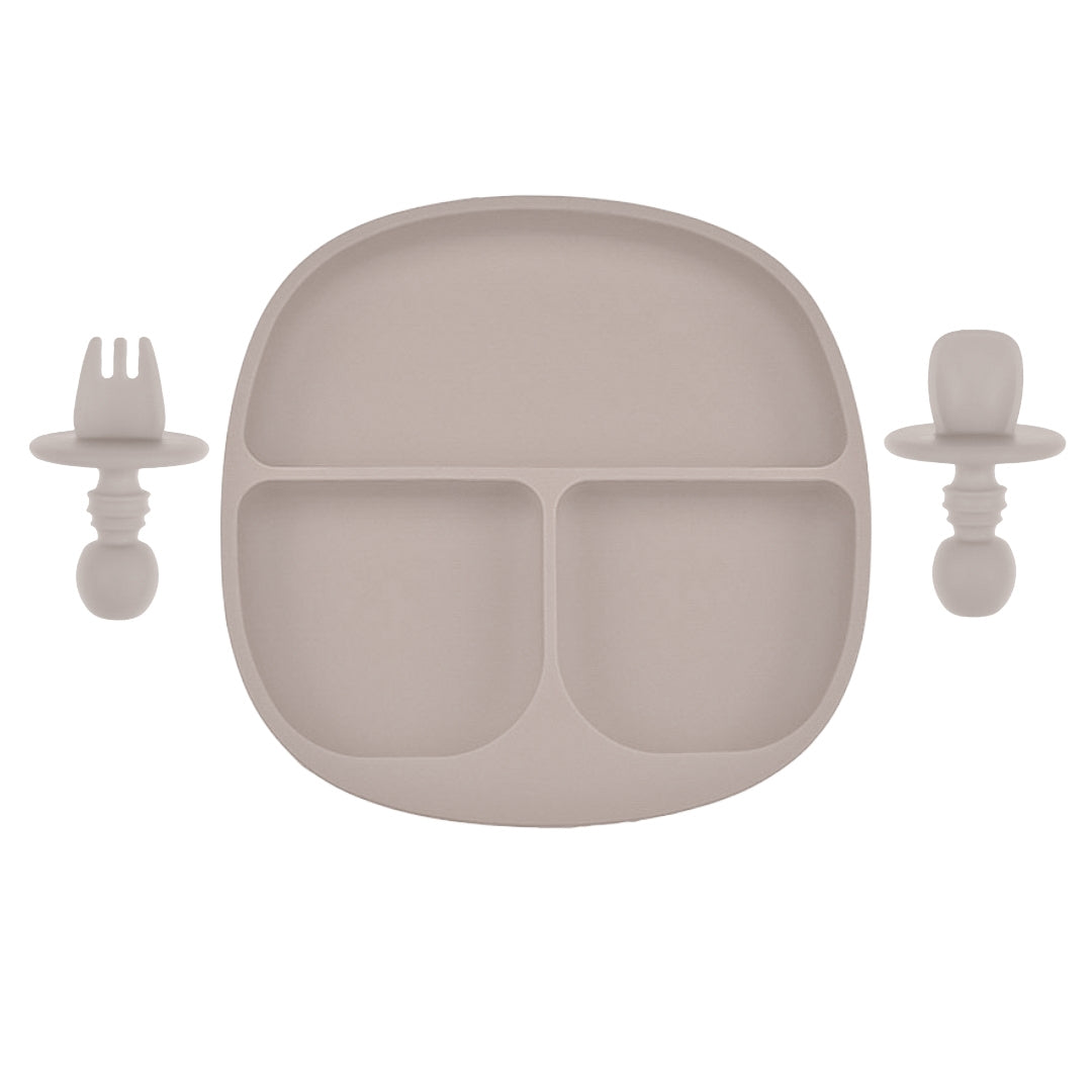 Siliconen Bord & Bestek - Kinderservies - Taupe
