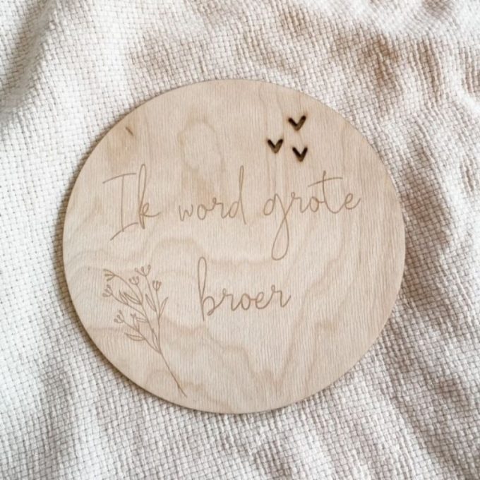 Houten aankondigingsbord - Zwangerschapsaankondiging takje " Ik word grote broer "