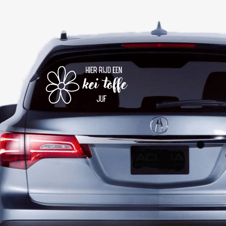 Autosticker - kei toffe juf!