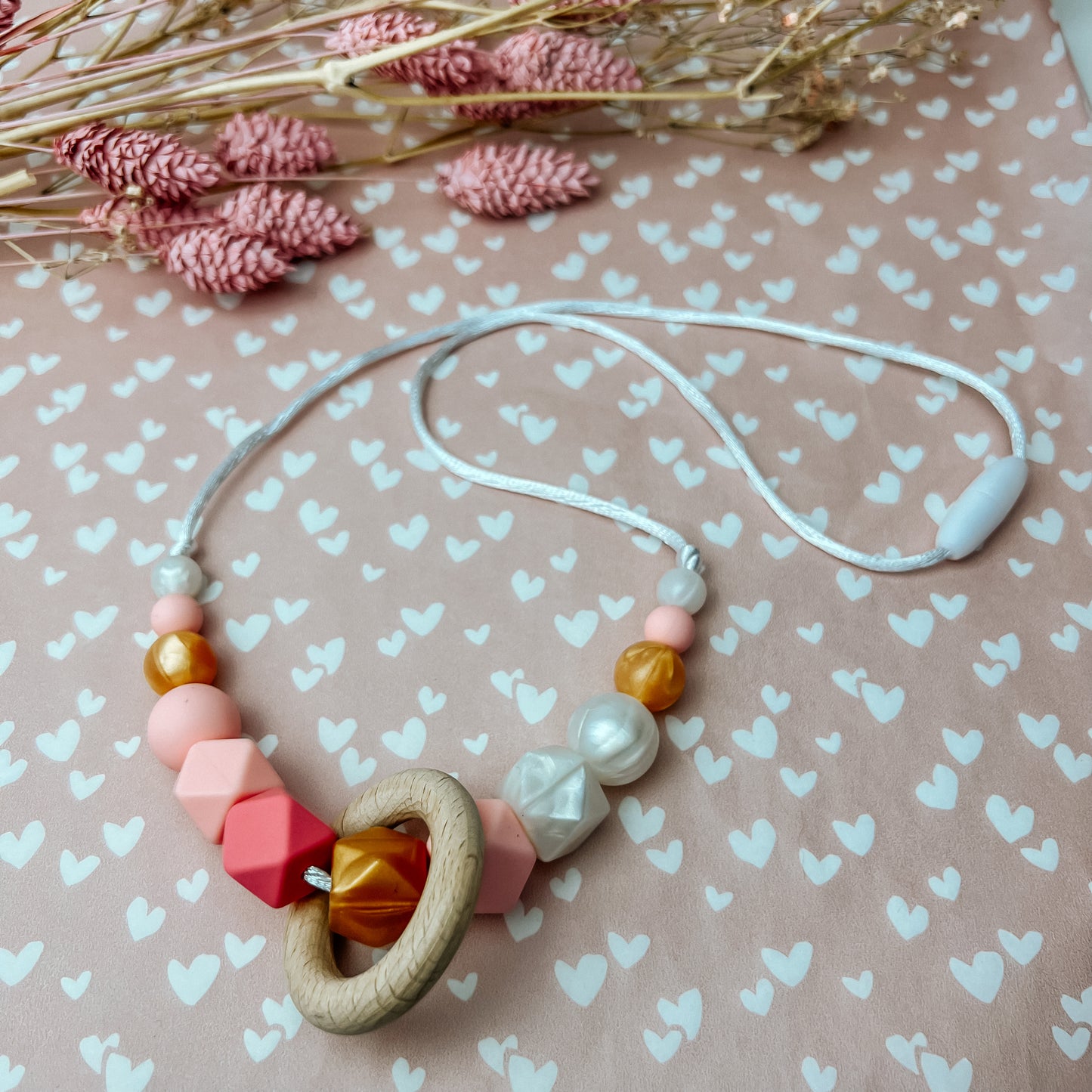 Borstvoedingsketting - pink pearl