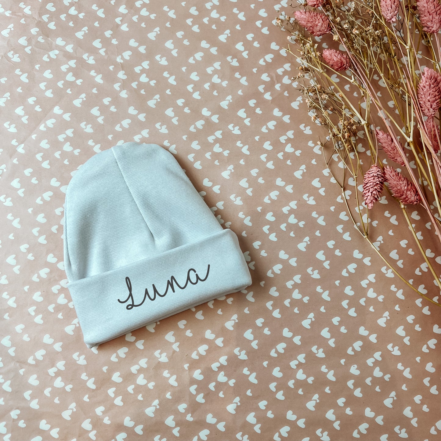 Geboortemutsje met naam - snow