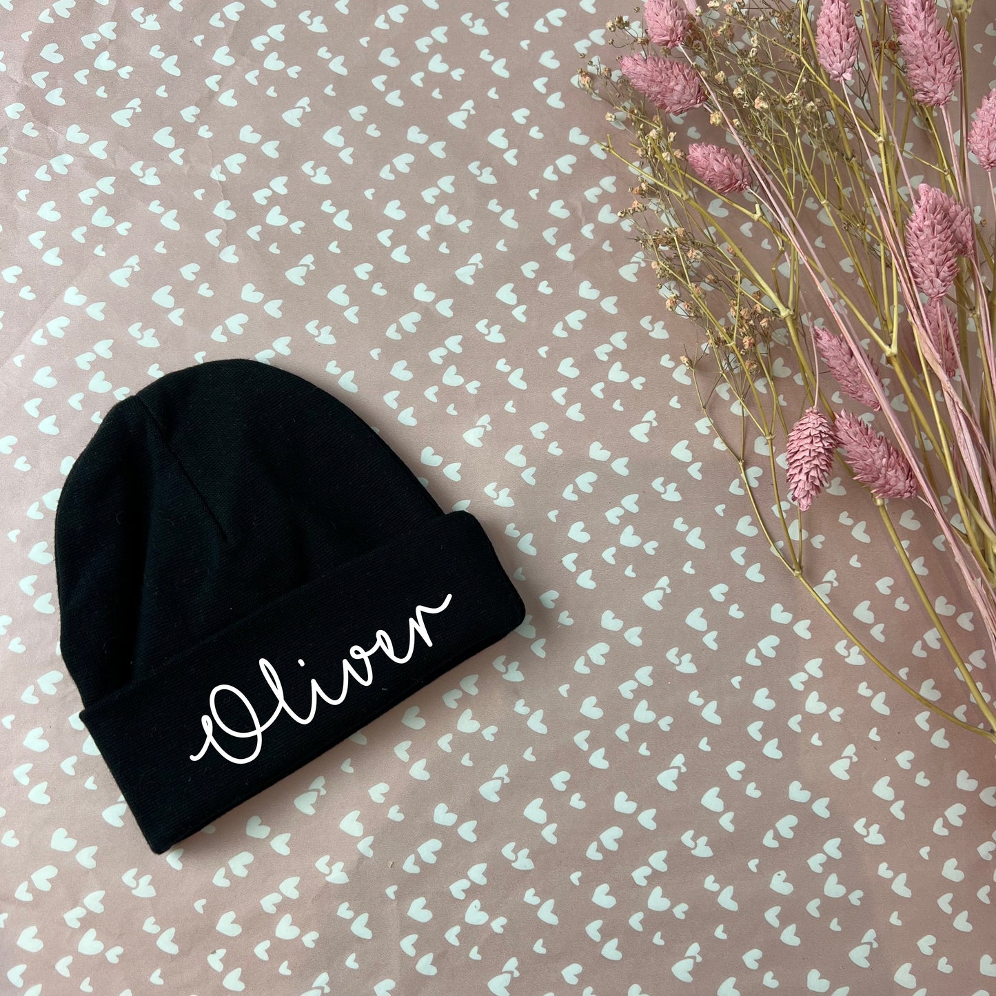 Geboortemutsje met naam - Black