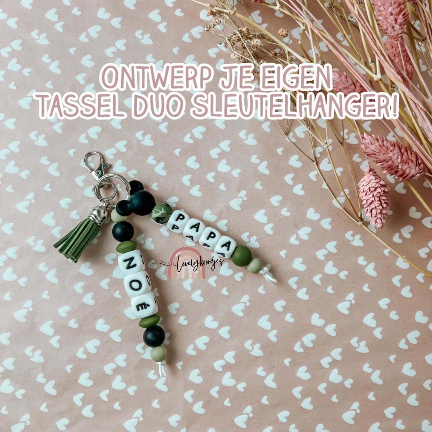 Personaliseer je tassel duo sleutelhanger met naam!