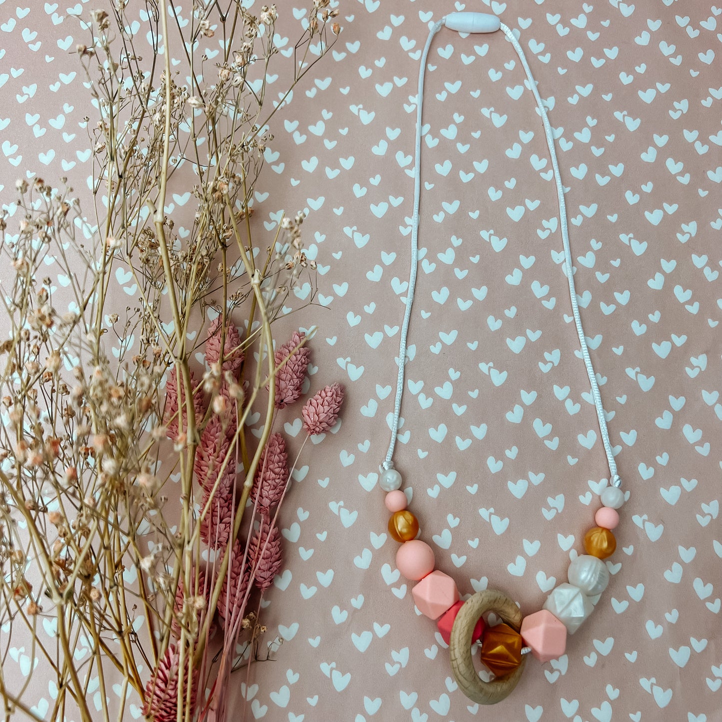 Borstvoedingsketting - pink pearl