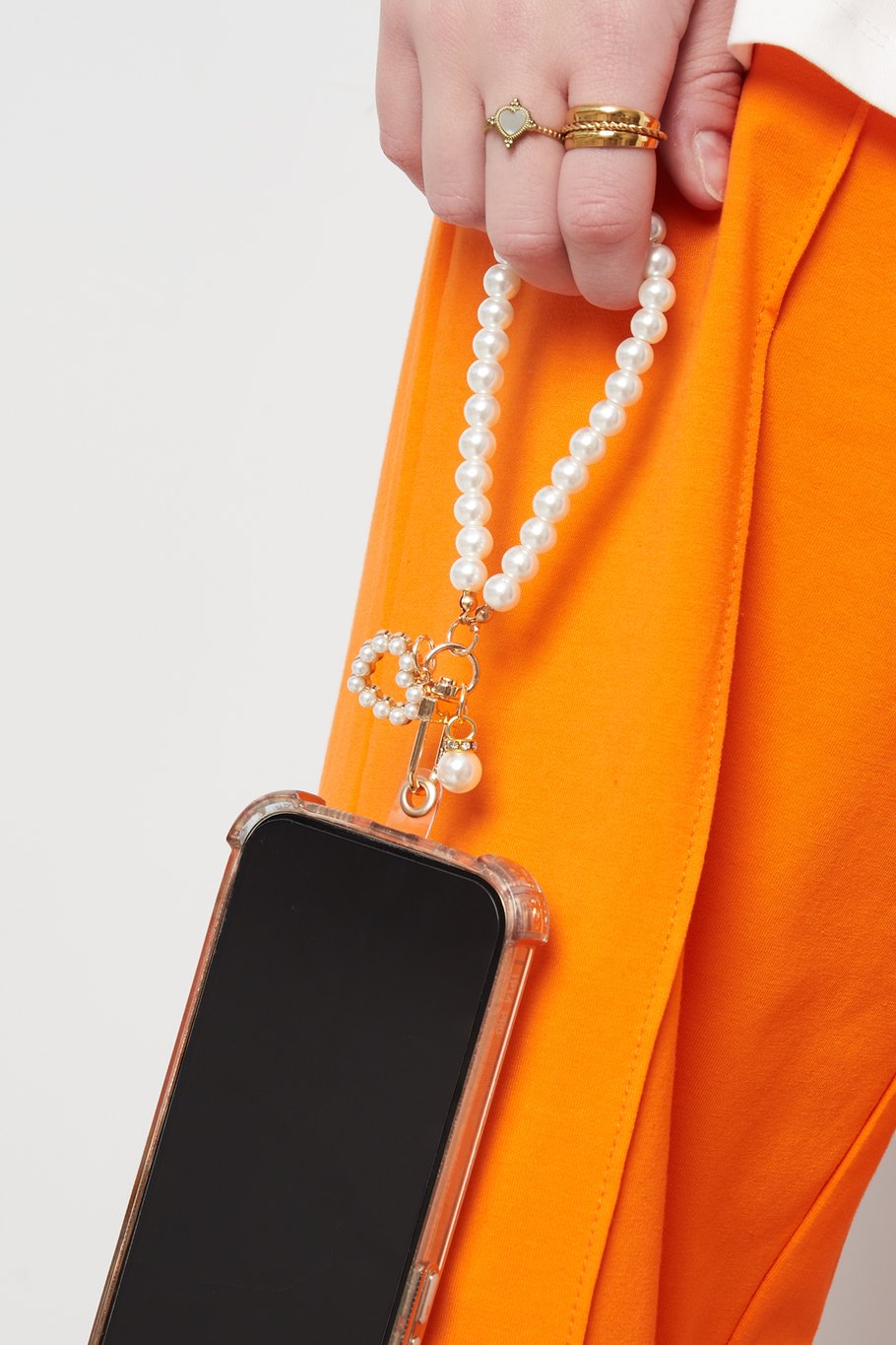 Telefoonkoord hart - pearls