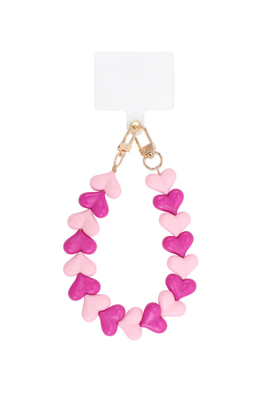 Telefoonkoord hart - dual pink