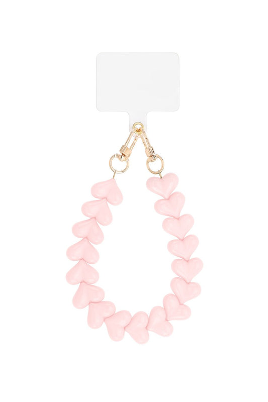 Telefoonkoord hart - pale pink