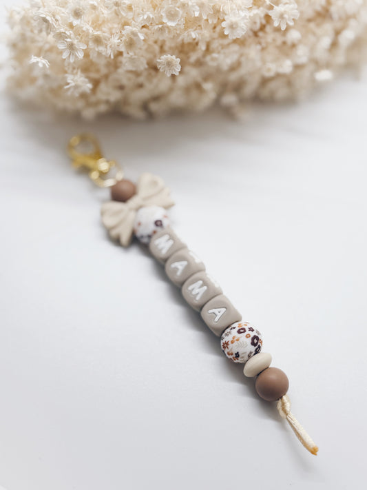 enkele sleutelhanger - mama little beige flower