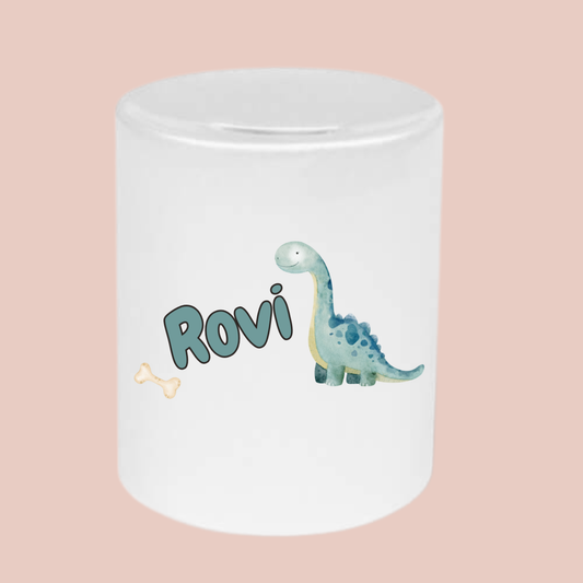 Keramieke spaarpot met naam - dino
