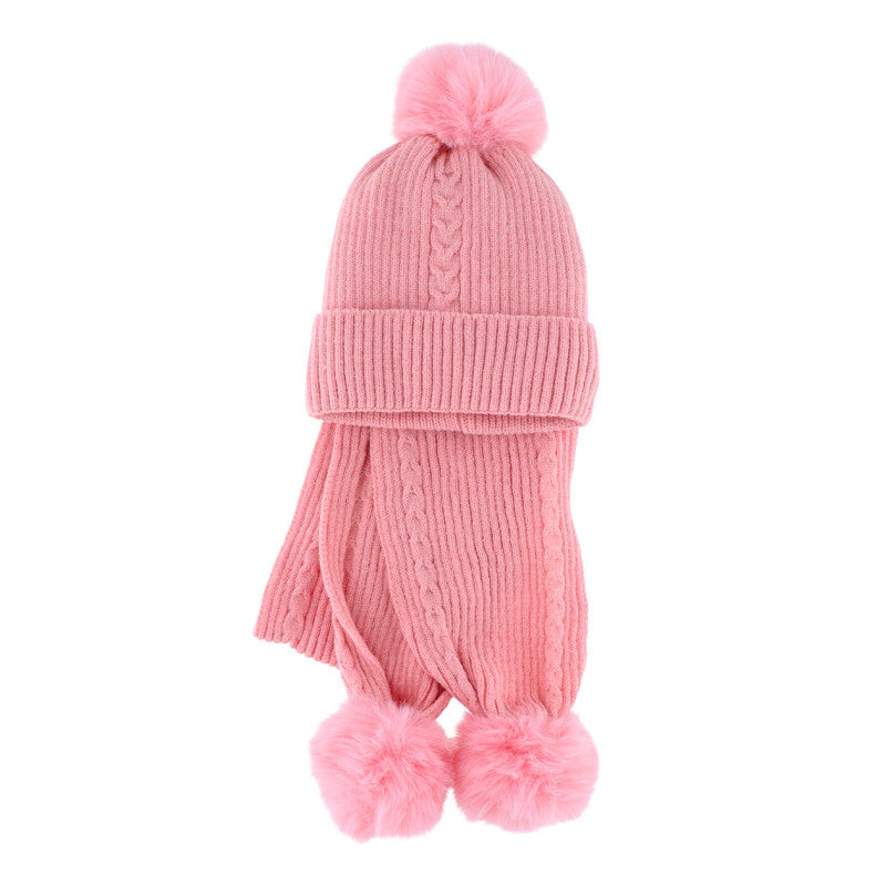 Kinder muts & sjaal – pompon roze
