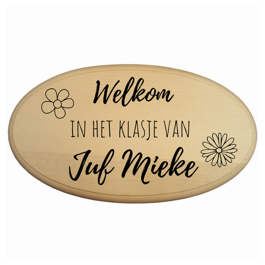 Deurbordje juf - bloemen