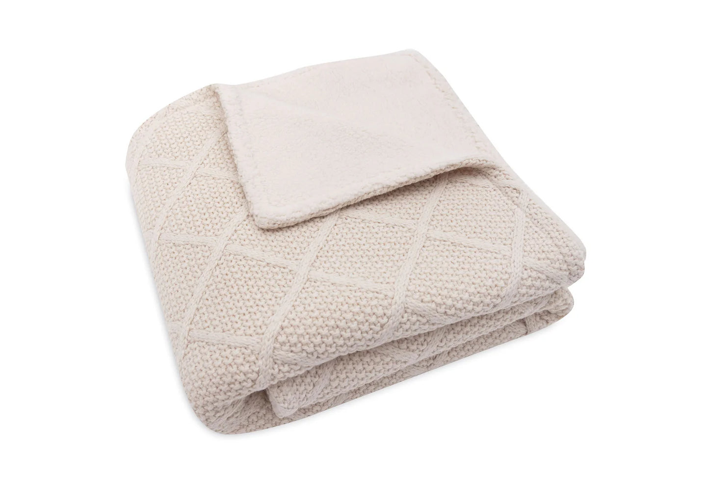 Jollein Deken - Check Knit - Teddy Fleece - Oatmeal