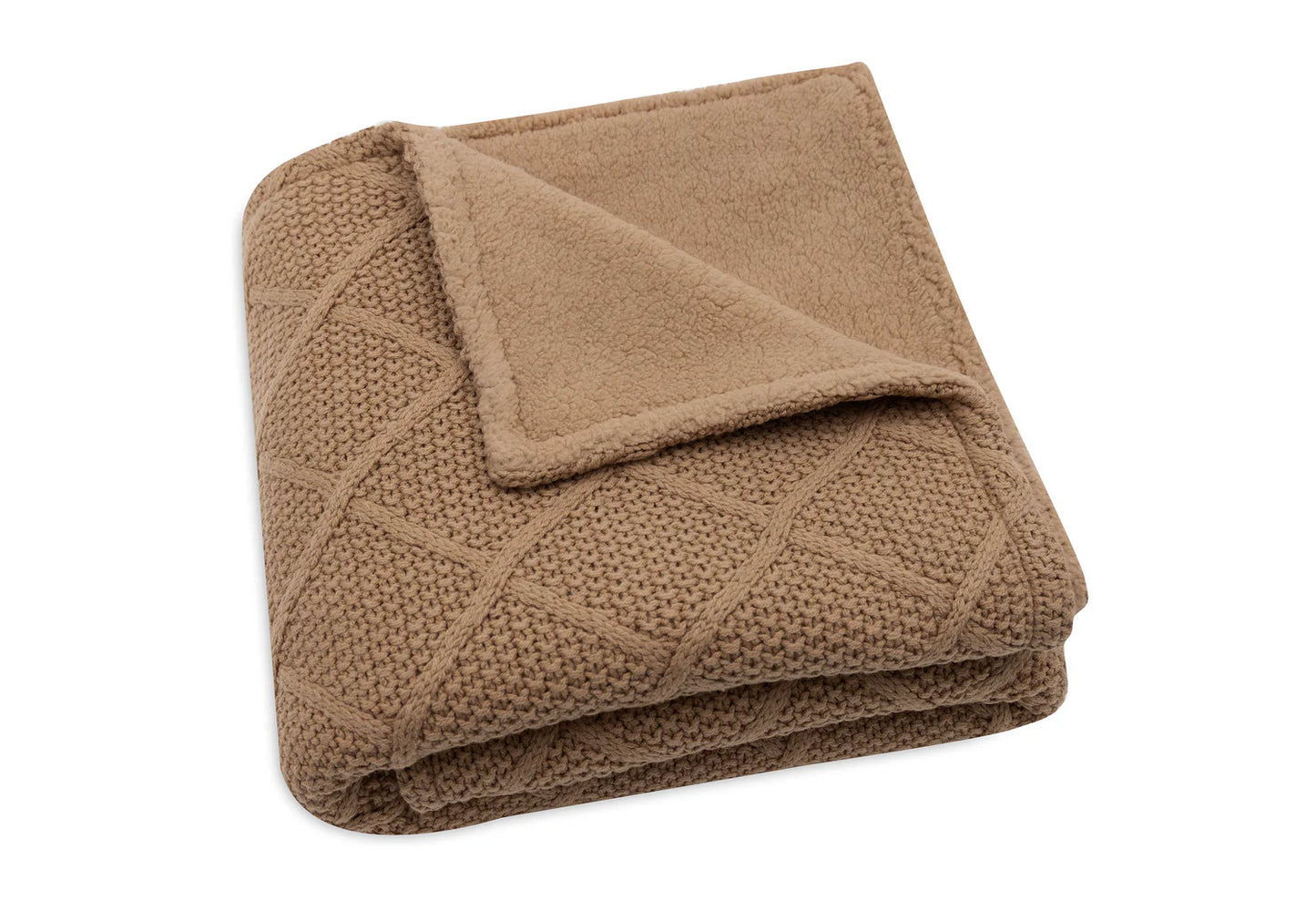 jollein  Deken - Check Knit - Teddy Fleece - Biscuit