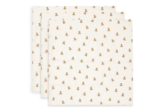 Jollein Hydrofiele Doek Small 70x70cm - Mini Teddy Bear - 3 Stuks