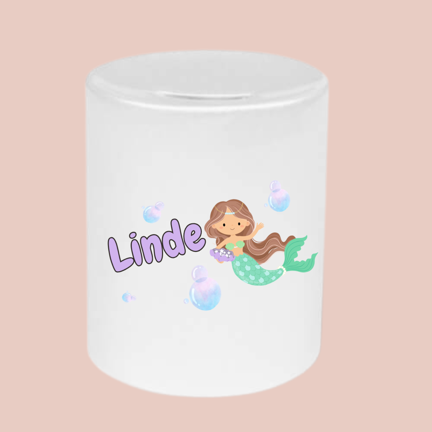 Keramieke spaarpot met naam - Zeermeermin