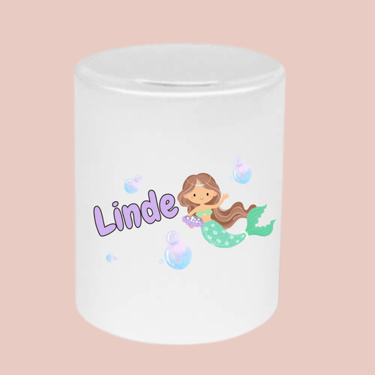 Keramieke spaarpot met naam - Zeermeermin