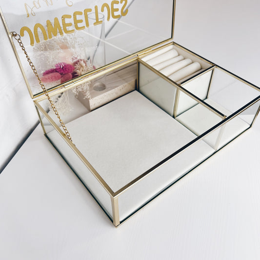 BLACK WEEK SALE - LUXUEUZE GOUDEN GLAZEN JUWELENDOOS - gepersonaliseerd