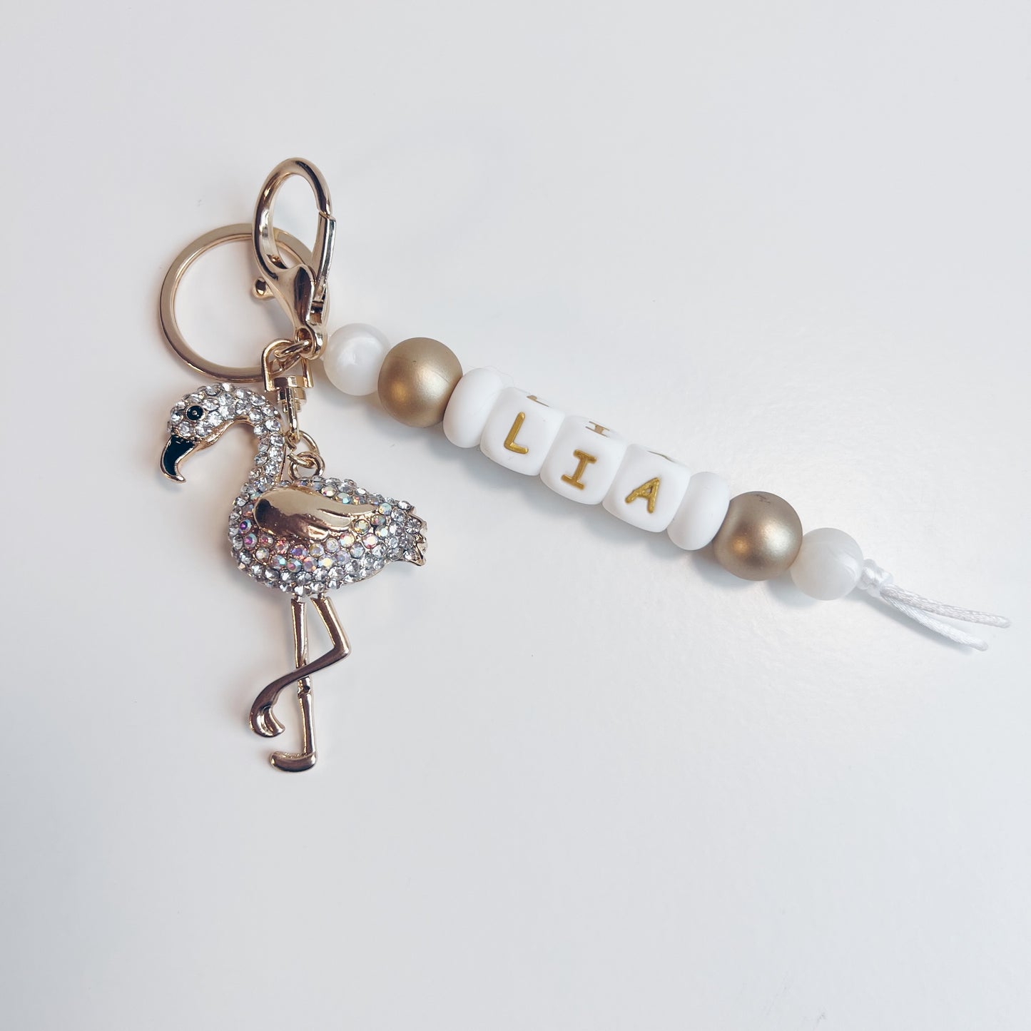 Duo sleutelhanger - flamingo wit