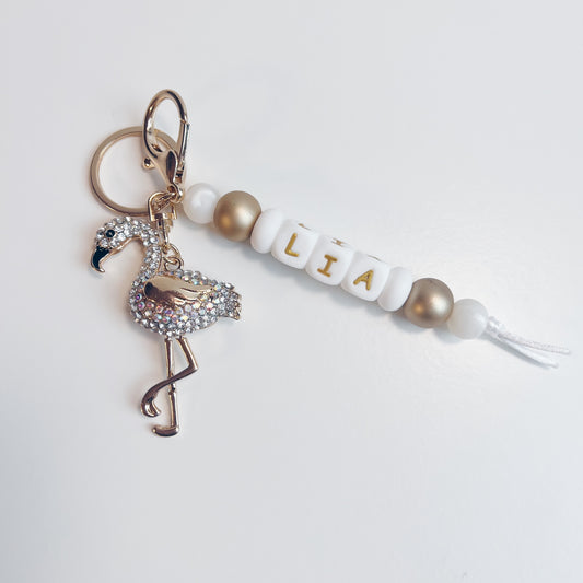 Duo sleutelhanger - flamingo wit