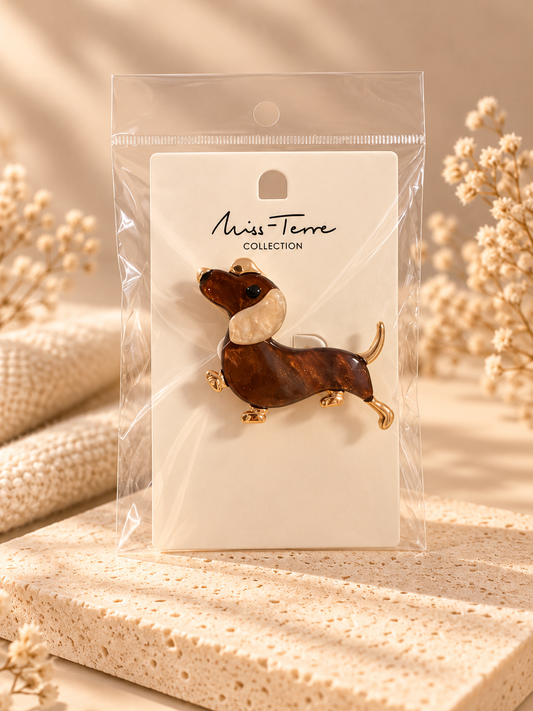 Teckel broche / pin - shorty brownie