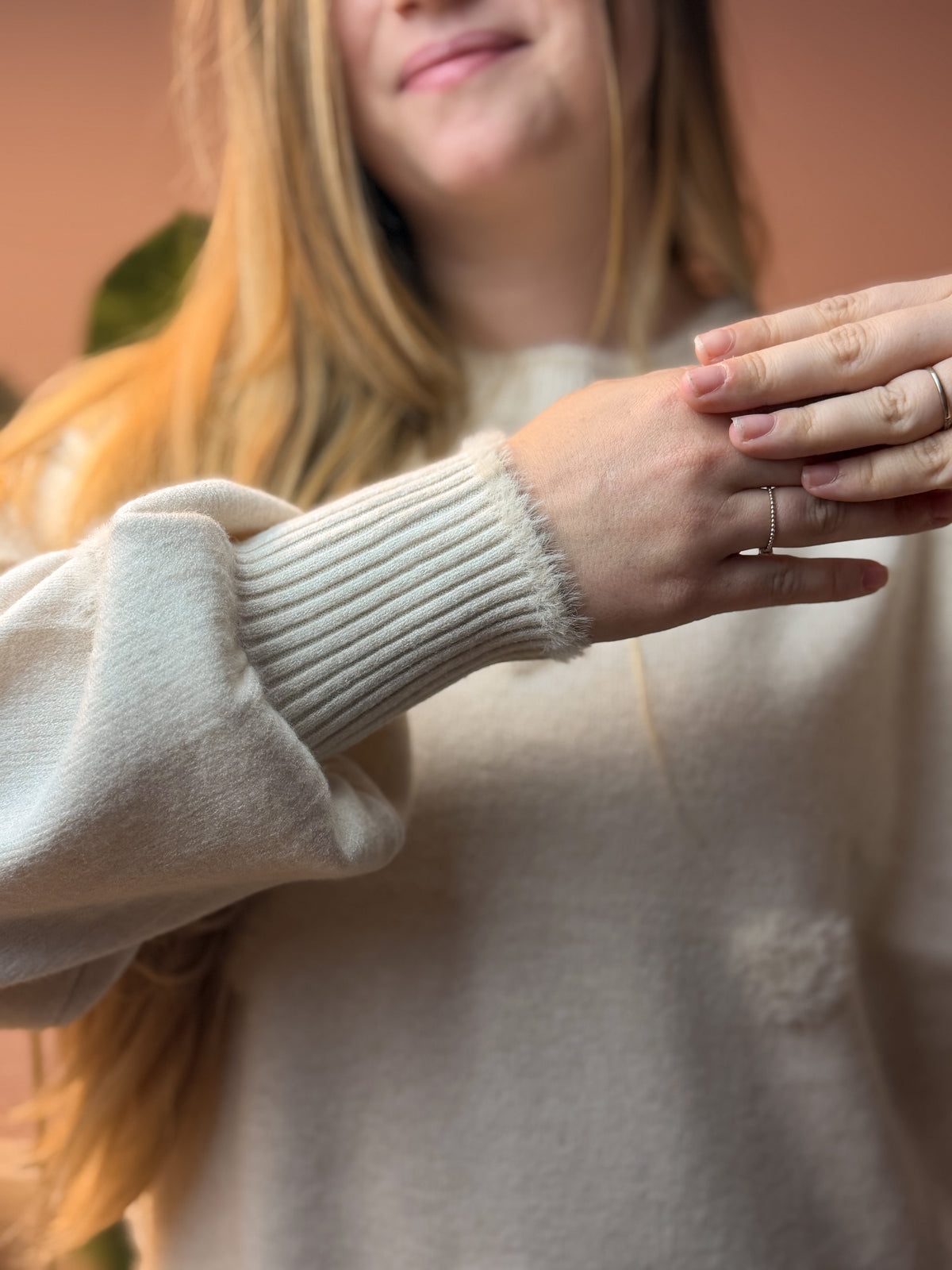 sweater - pink white hearts