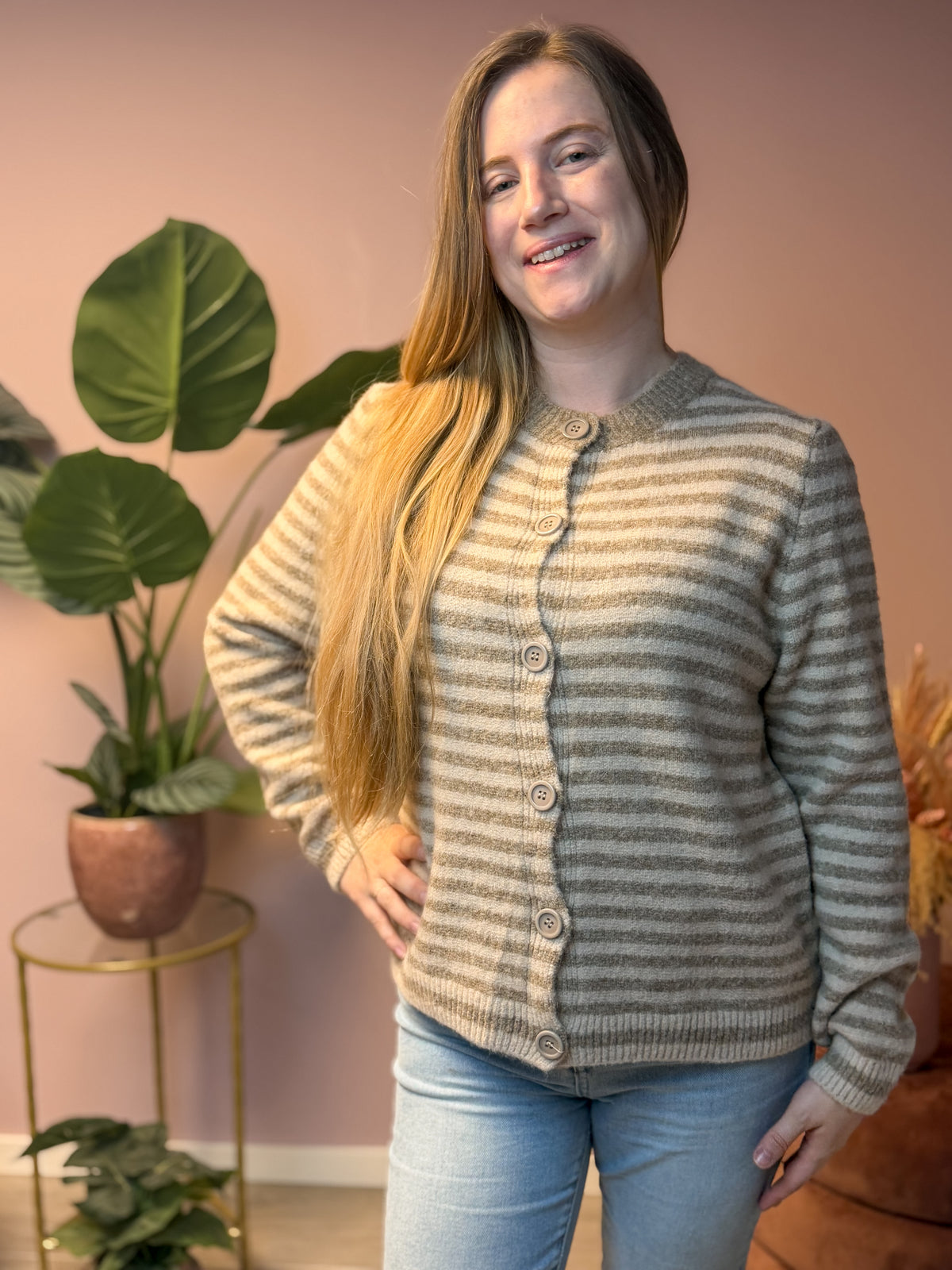 vest - taupe striped