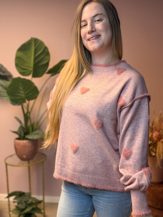sweater - pink hearts