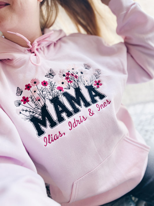 Butterfly Mama trui - GEBORDUURD - Roze borduring