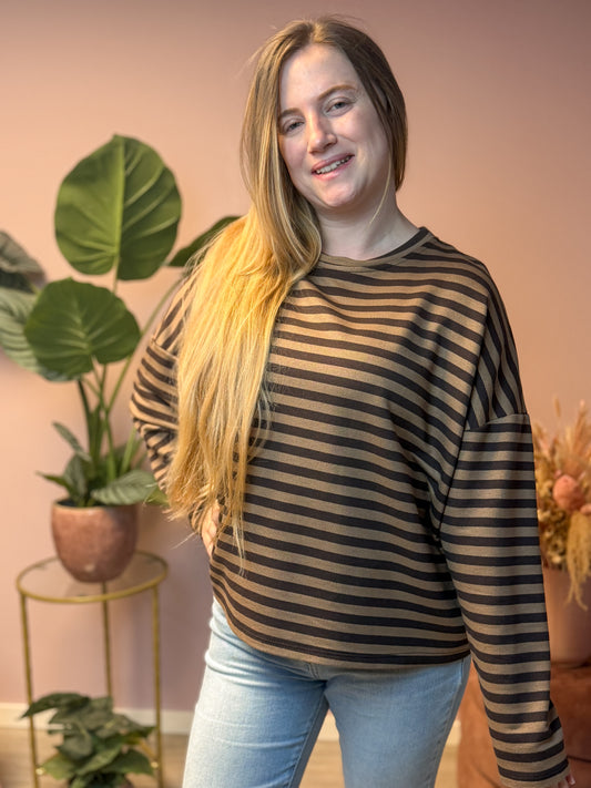 long sleeve  - brown stripes